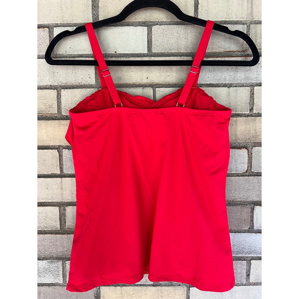 Lands End Swim Matching Set Red Ruffle Tankini Top Swim Skirt Small Size 4 - Picture 4 of 10